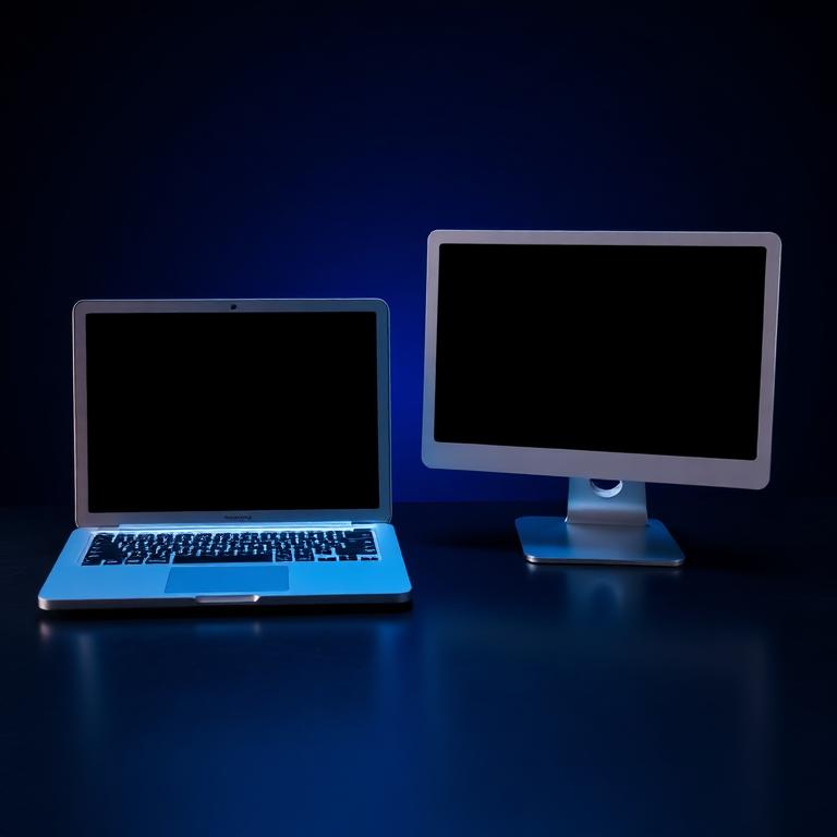 Laptop y computadora de escritorio